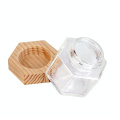 70ml hexagon glass food storage canister jars container with wooden lids